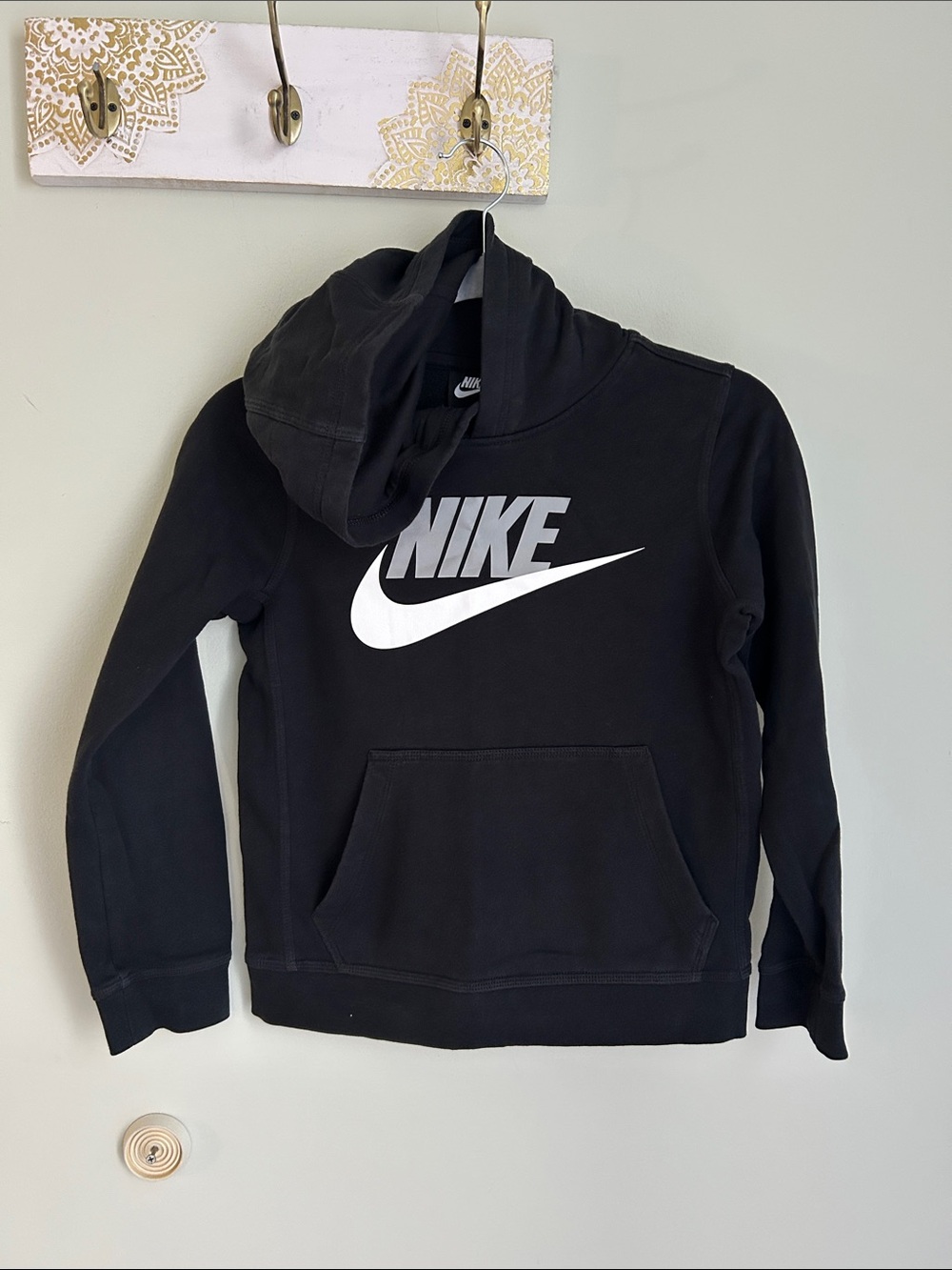 Nike Black Hoodie with White Swoosh Logo